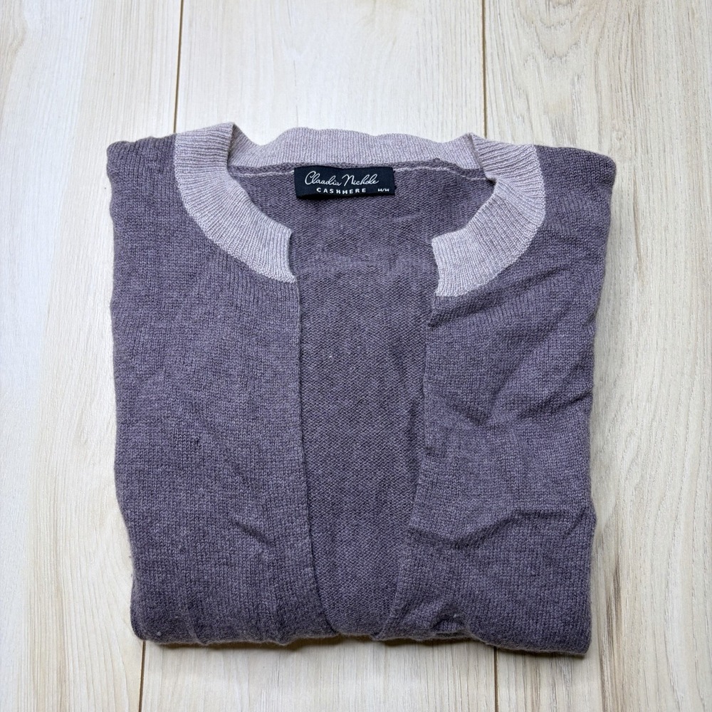 Claudia Nicole Women's Open Front Cashmere Cardigan Color Block Sweater Medium